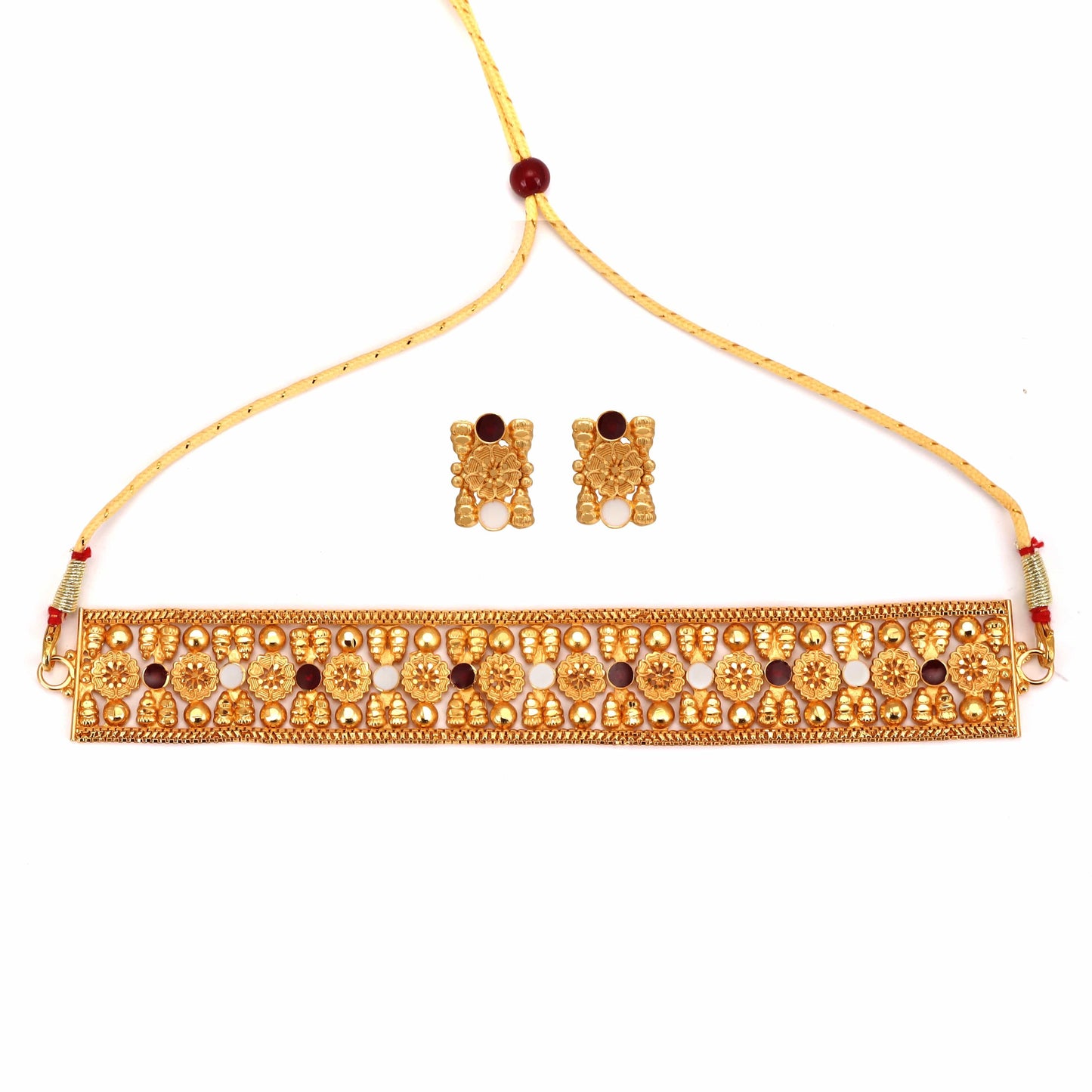 Salankara Creation Ball Drop Minakari Choker with Earrings Pair