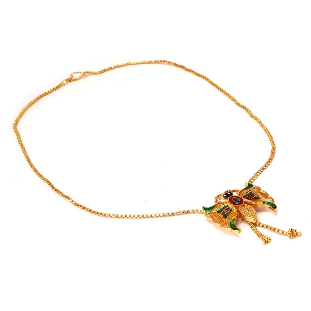 Salankara Creation Butterfly Tie Chain with Earrings Pair