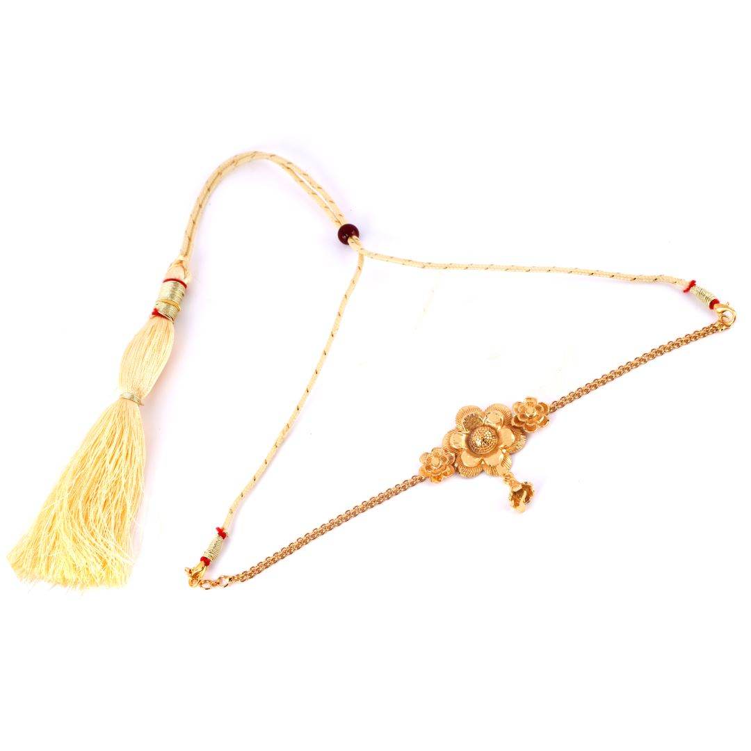 Salankara Creation Designer Single Line Flower Locket Gold Kanthii/Choker with Earrings Pair