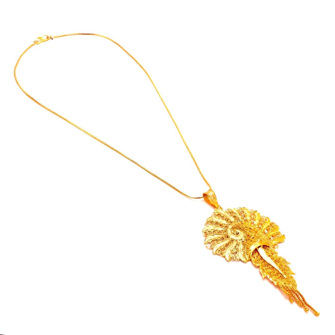 Salankara Creation Peacock Wing Long Locket with Earrings Set