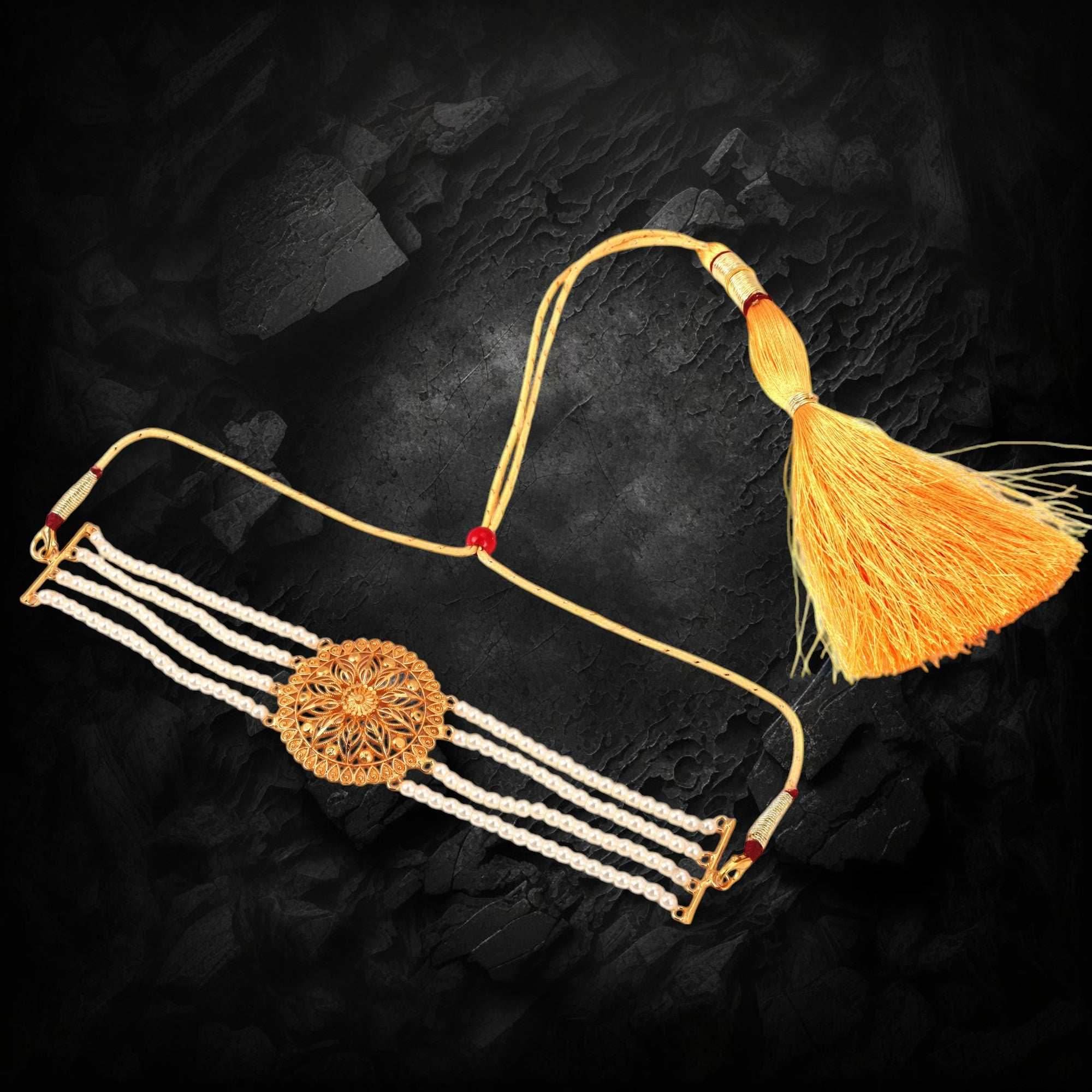 Designer Pearl( Moti) choker with Large pasa pair - Salankara Creation