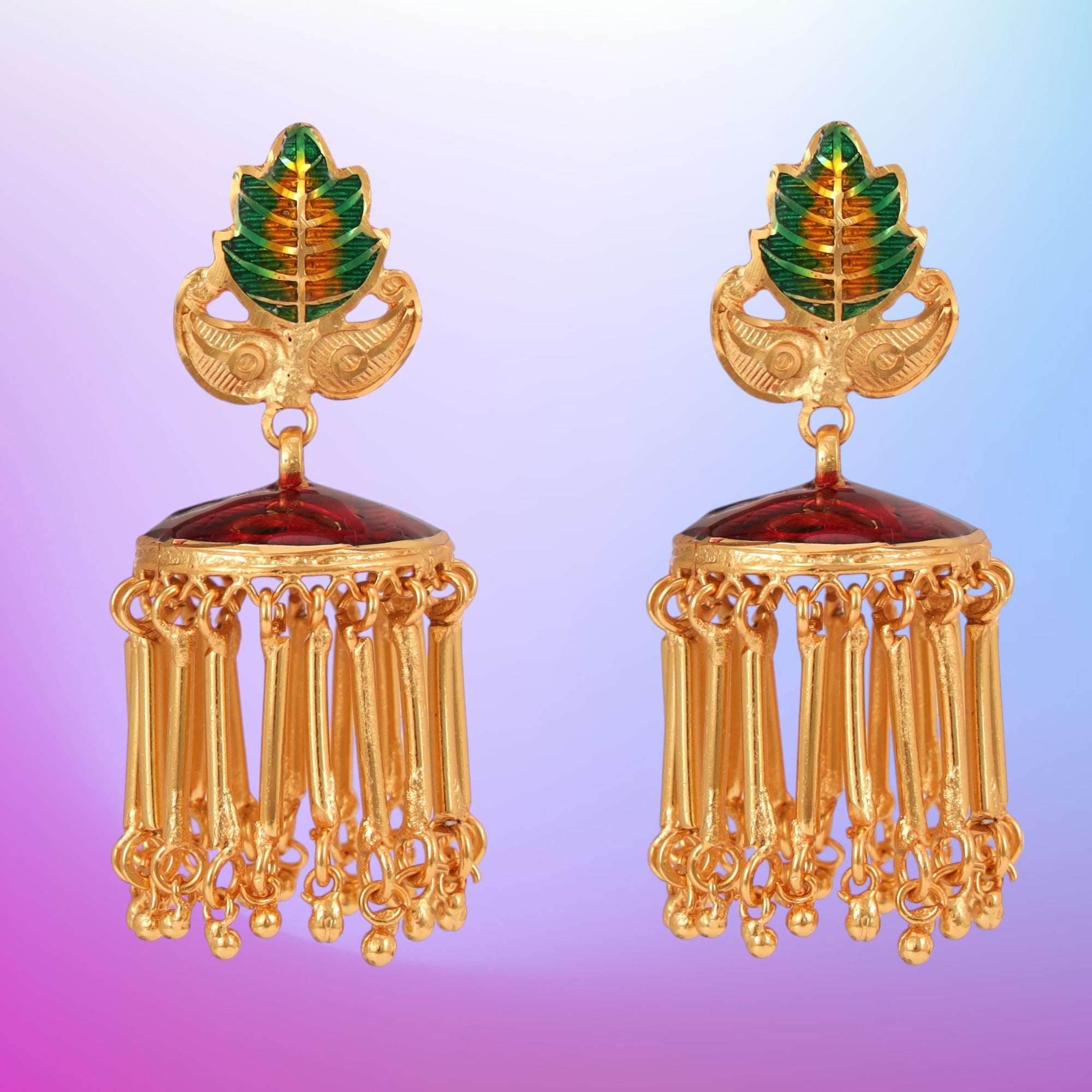 Desiger Minakari Jhumka Pair - Salankara Creation