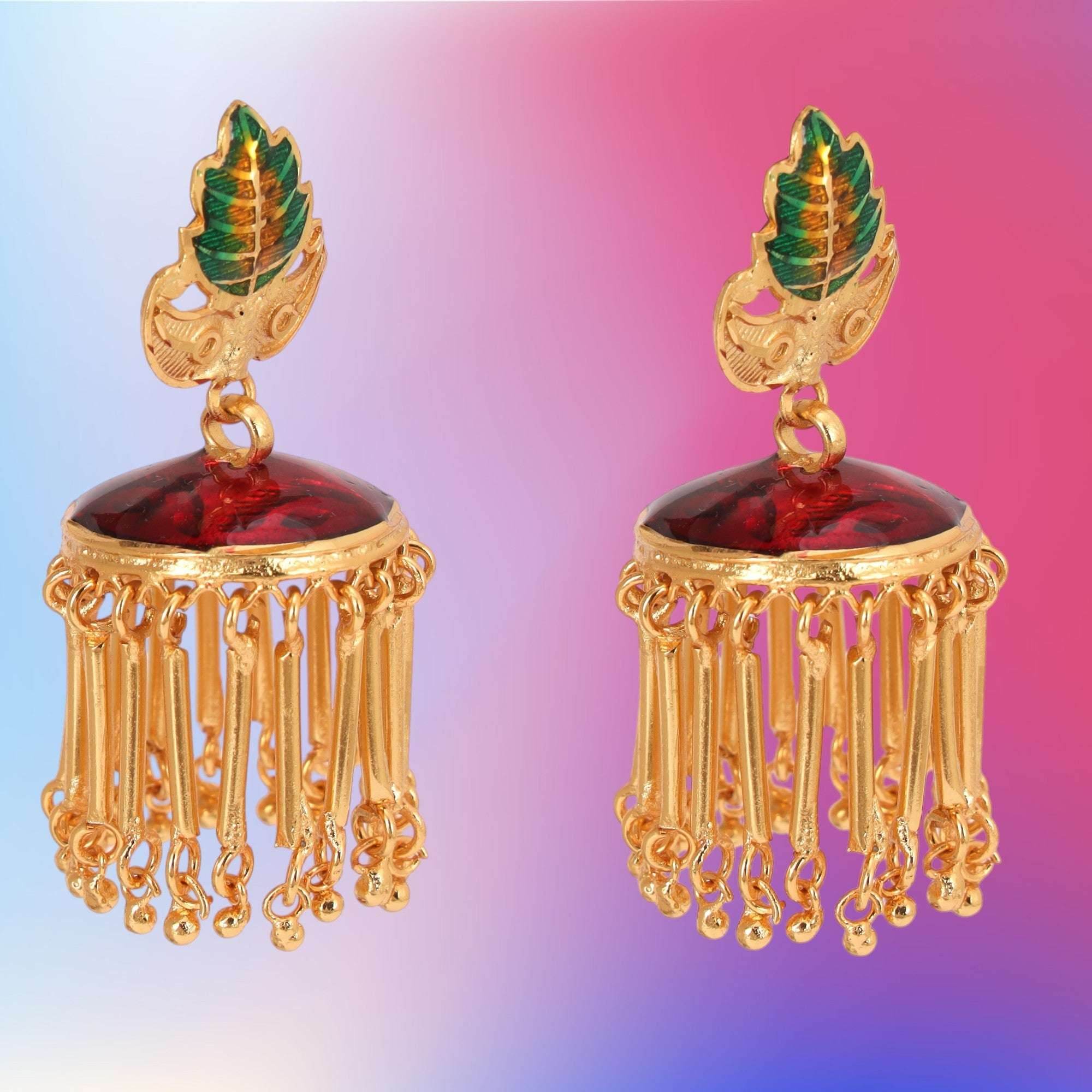 Desiger Minakari Jhumka Pair - Salankara Creation