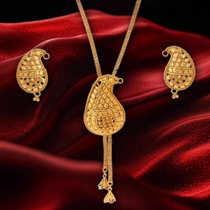 Salankara Creation Designer Long Tie Chain with Earrings Pair - Salankara Creation