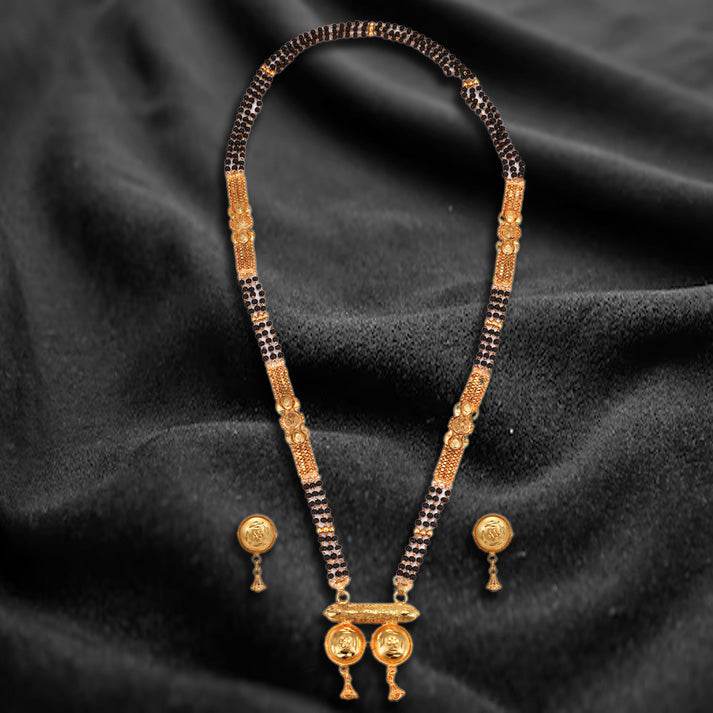 Salankara Creation Gold-plated Mangalsutra Pendant with Earrings Pair - Salankara Creation