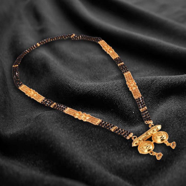 Salankara Creation Gold-plated Mangalsutra Pendant with Earrings Pair - Salankara Creation