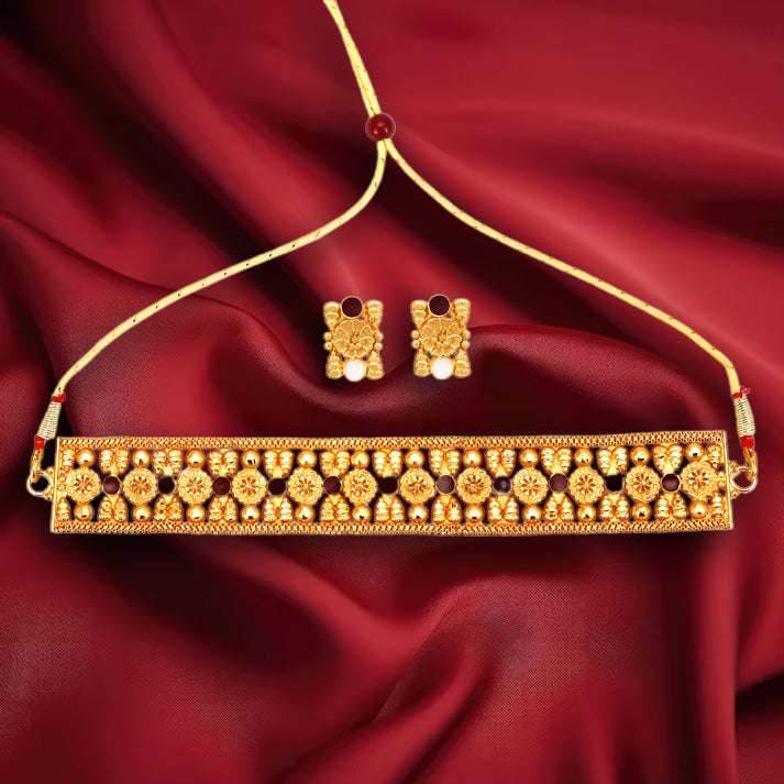 Salankara Creation Ball Drop Minakari Choker with Earrings Pair - Salankara Creation