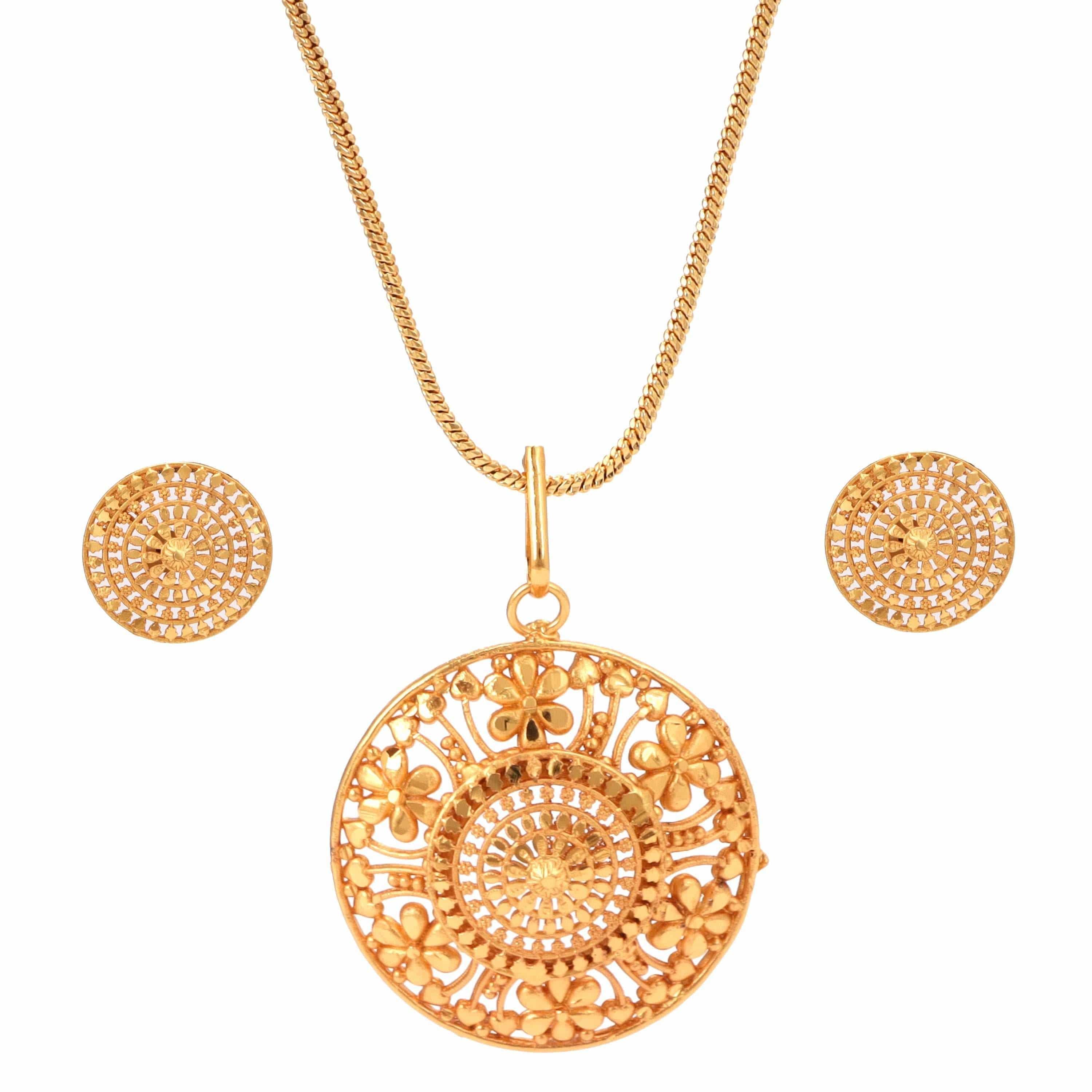 Salankara Creation Designer Flower Locket with Earrings Set - Salankara Creation