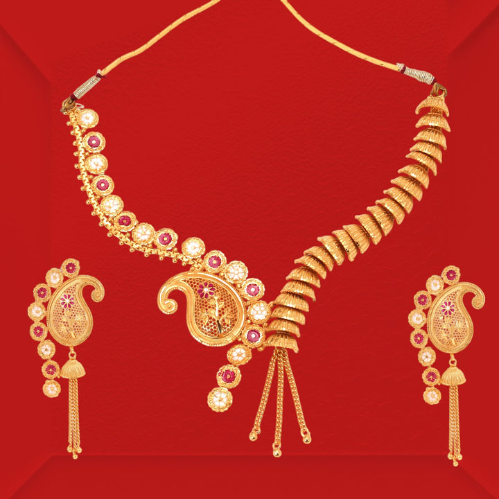 Designer minakari neckless with ear ring pair