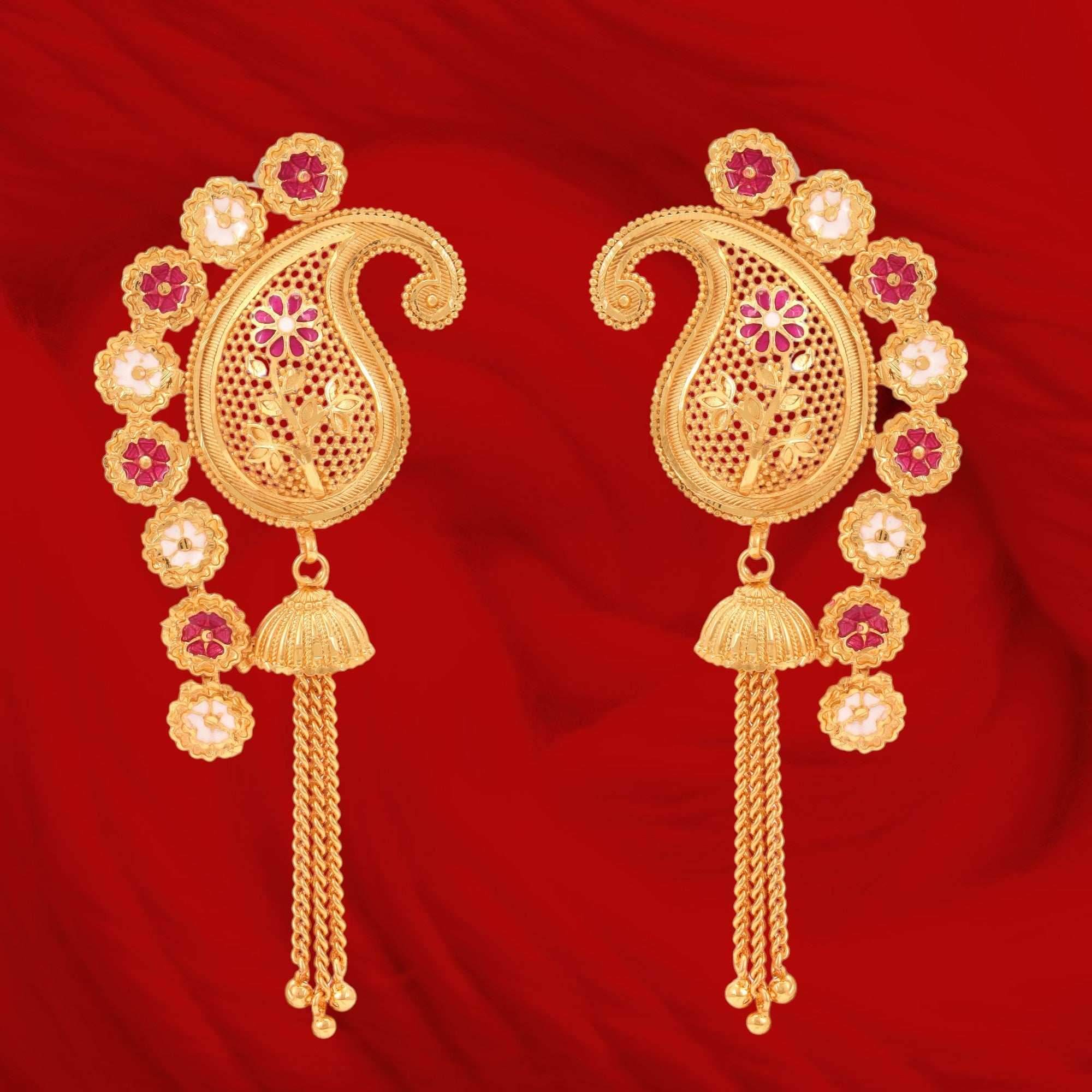 Designer minakari neckless with ear ring pair - Salankara Creation