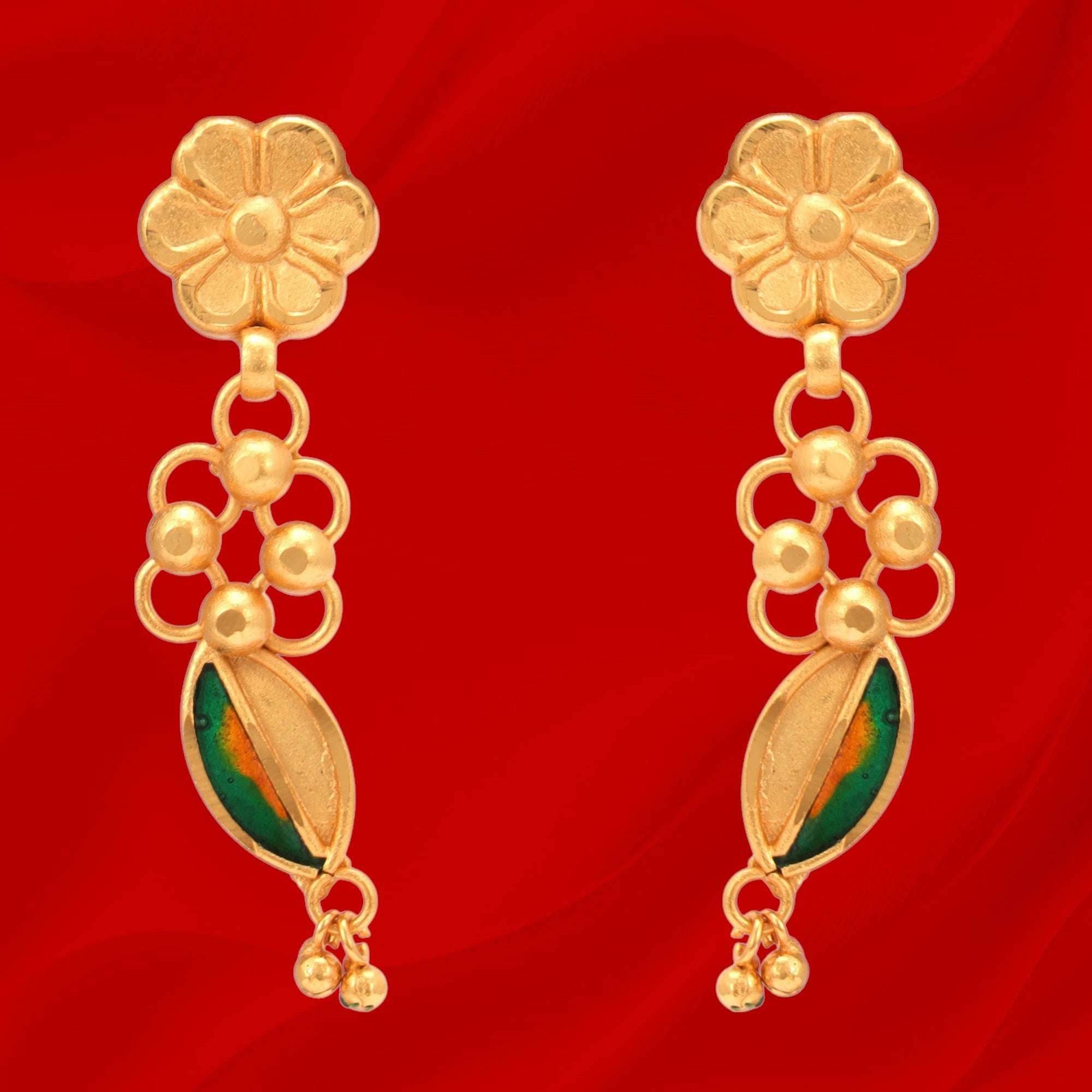 Designer Minakari Pearl Neckless with Ear Ring Pair - Salankara Creation