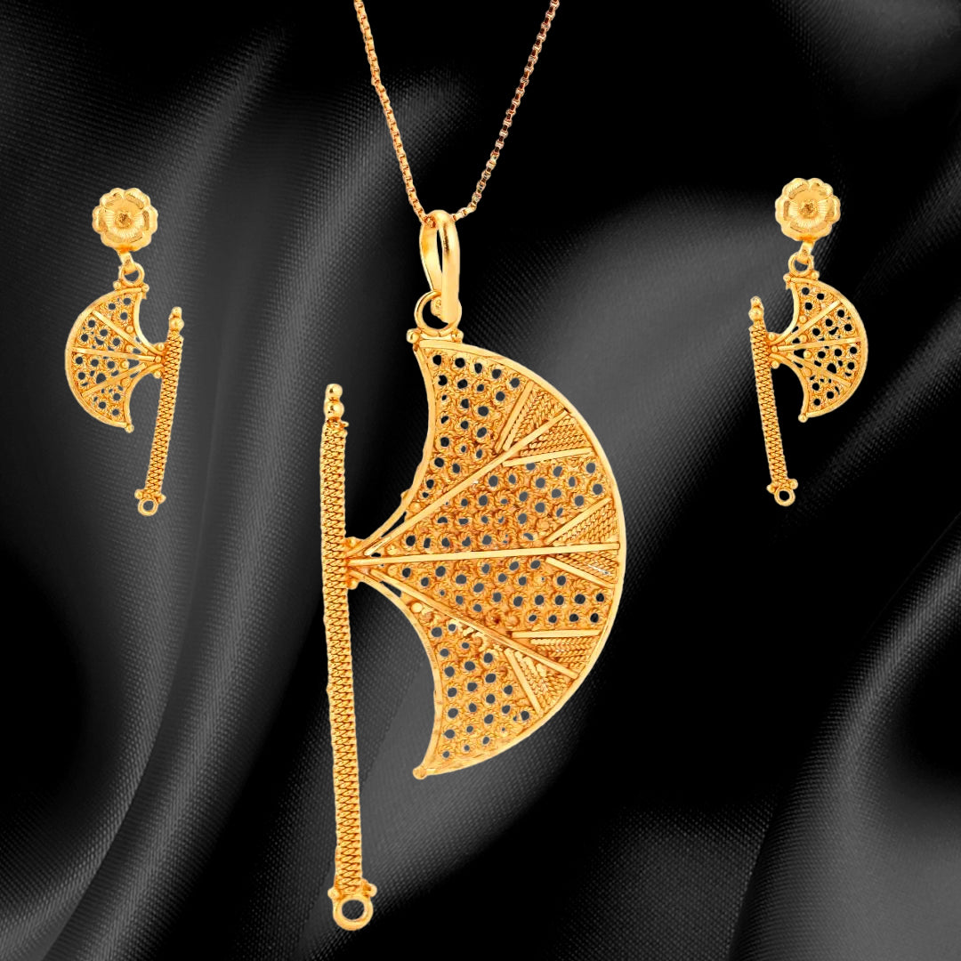 Salankara Creation's Haath Pankha design pendant with earrings set