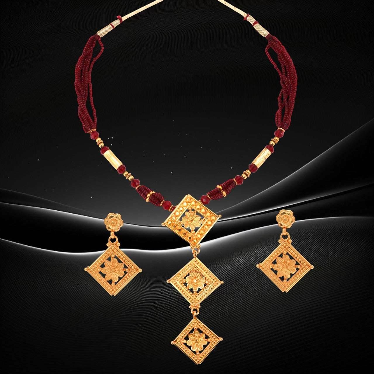 Designer Borfi Locket With Ear Ring Pair - Salankara Creation