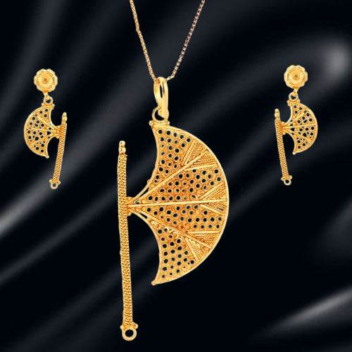 Salankara Creation's Haath Pankha design pendant with earrings set - Salankara Creation