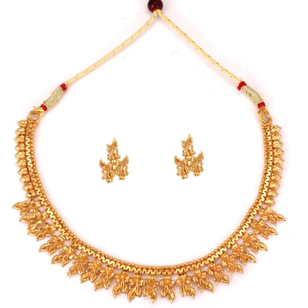 Salankara Creation Beads Fitted Designer Slit Necklace with Earrings Pair - Salankara Creation