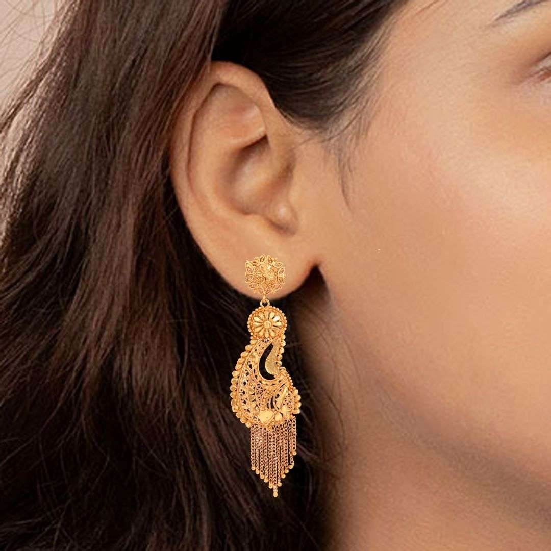 Salankara Creation Jhalor Fitted Designer Earrings Pair - Long Height - Salankara Creation