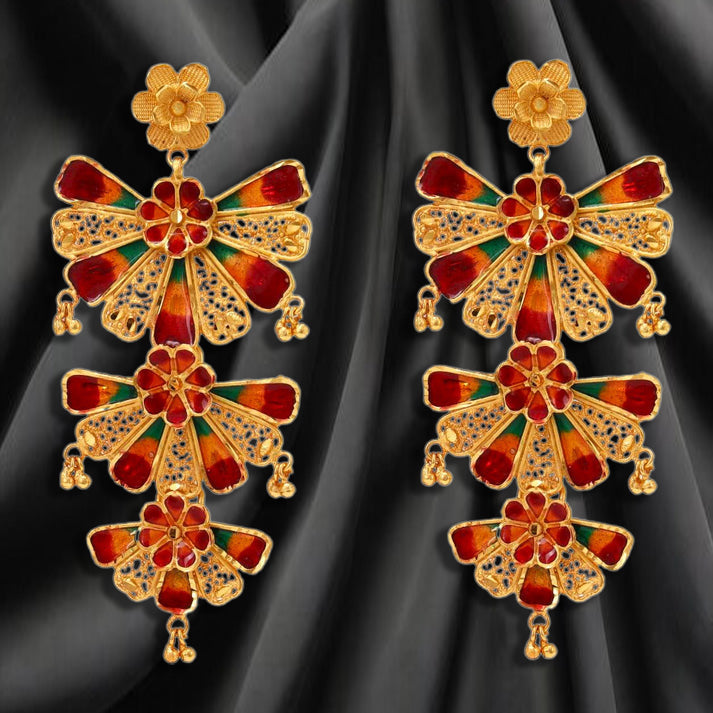 Salankara Creation Minakari Grand Earrings Pair - Extra Large Size