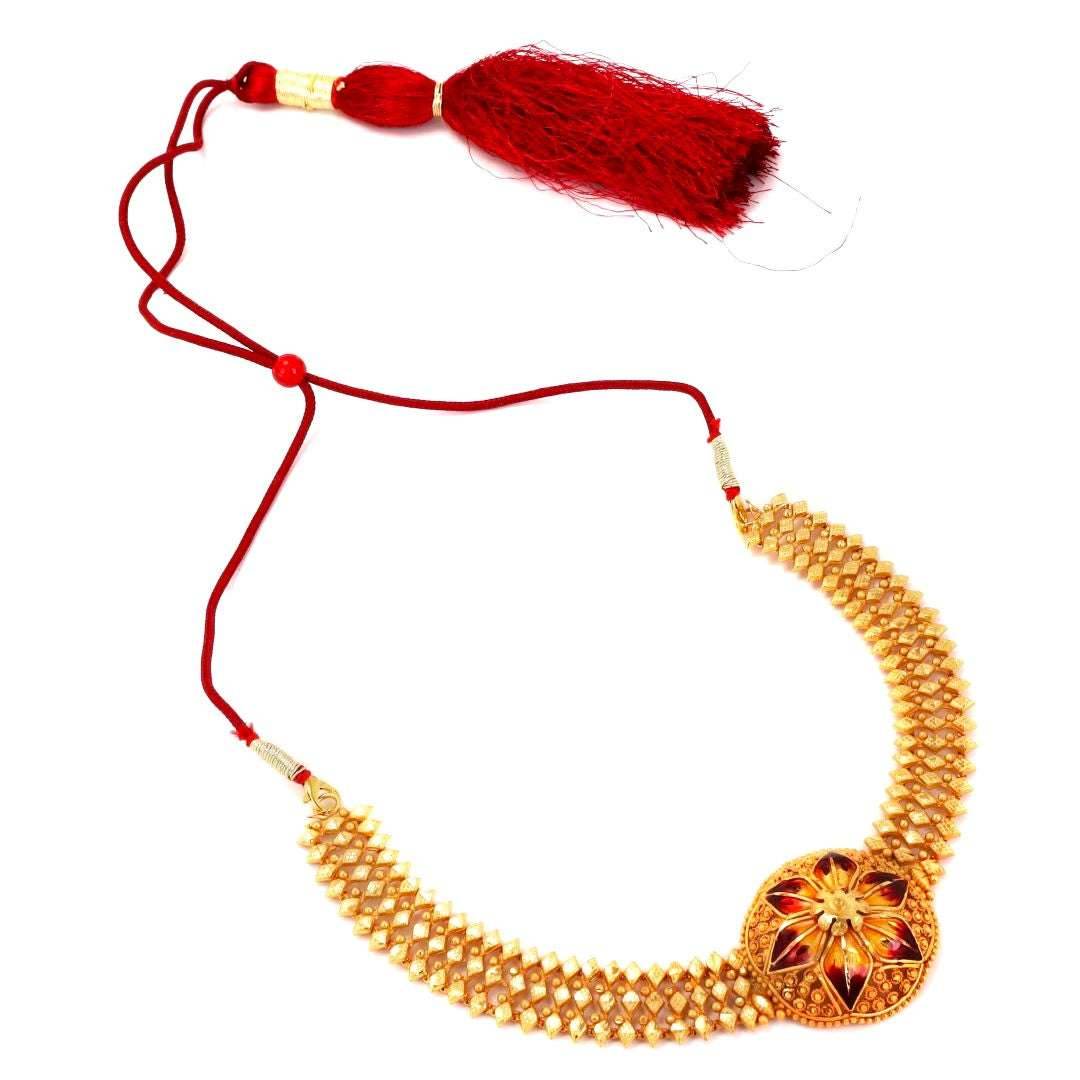 Salankara Creation Minakari Necklace Set with Grand Kan Pasa/Tops Pair - Salankara Creation