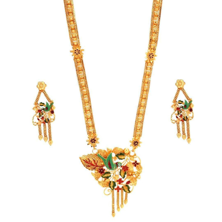 Salankara Creation Parrot Minakari Bell Set/Rani Har/Sita Har with Earrings - Salankara Creation