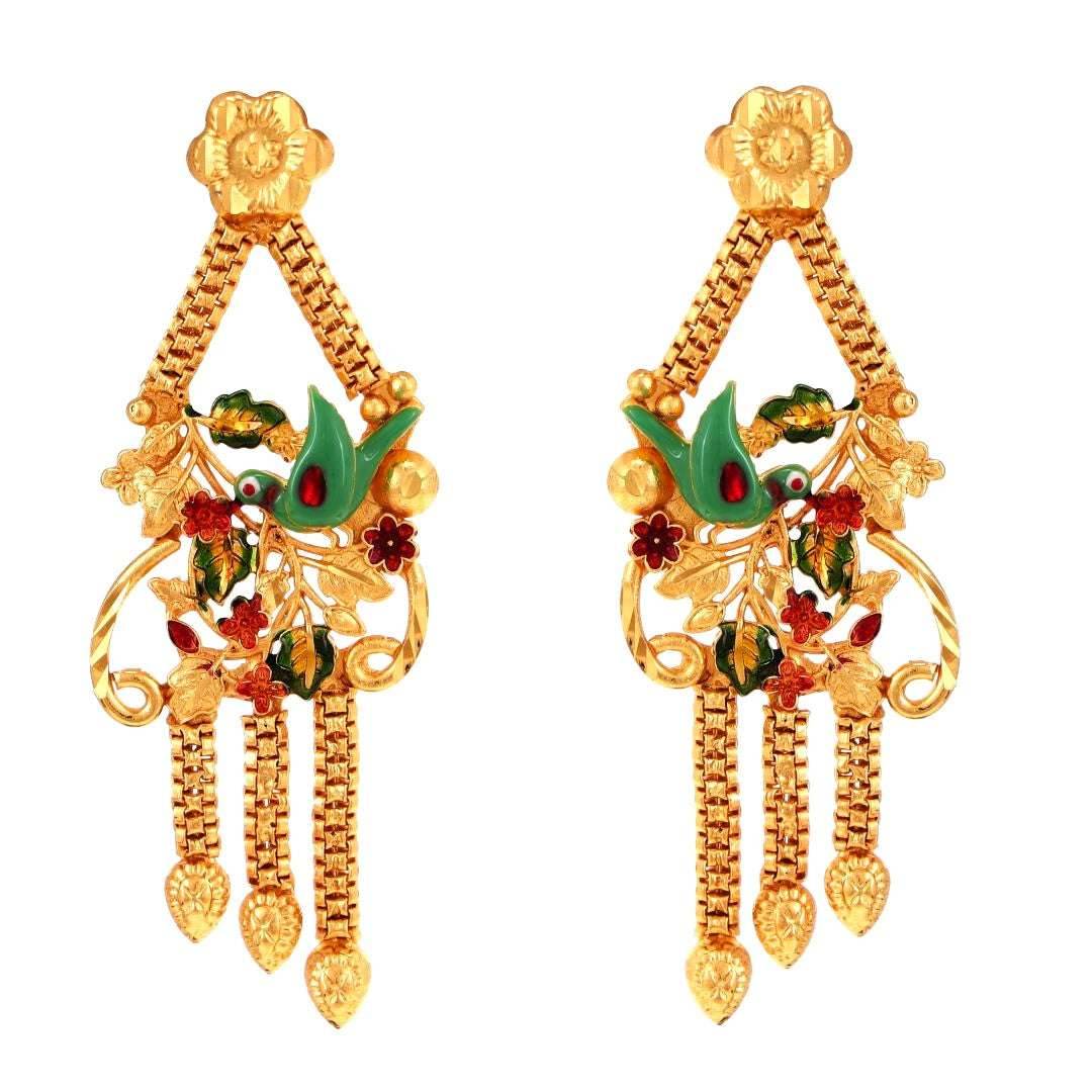 Salankara Creation Parrot Minakari Bell Set/Rani Har/Sita Har with Earrings - Salankara Creation