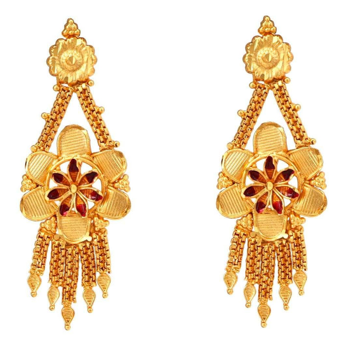 Salankara Creation Round Minakari Flower Locket Bell Set/Sita Har/Rani Har with Earrings Pair - Salankara Creation