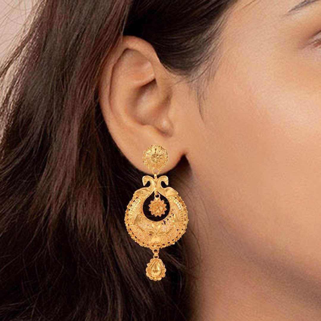 Salankara Creation Round Shape Kanbala/ Chandwali Earrings Pair Large Size