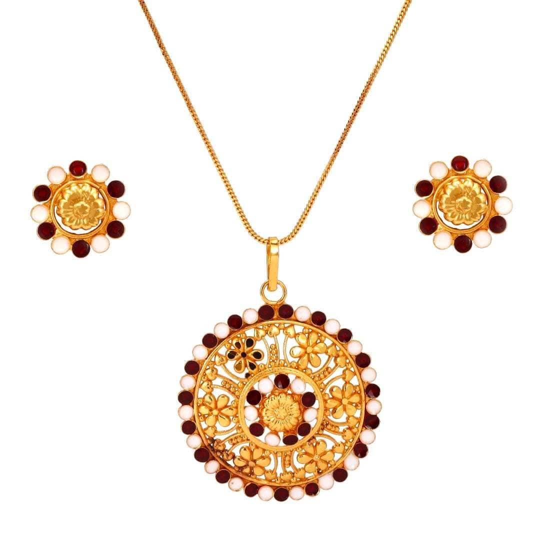 Salankara Creation Minakari Locket with Earring Pair - Salankara Creation