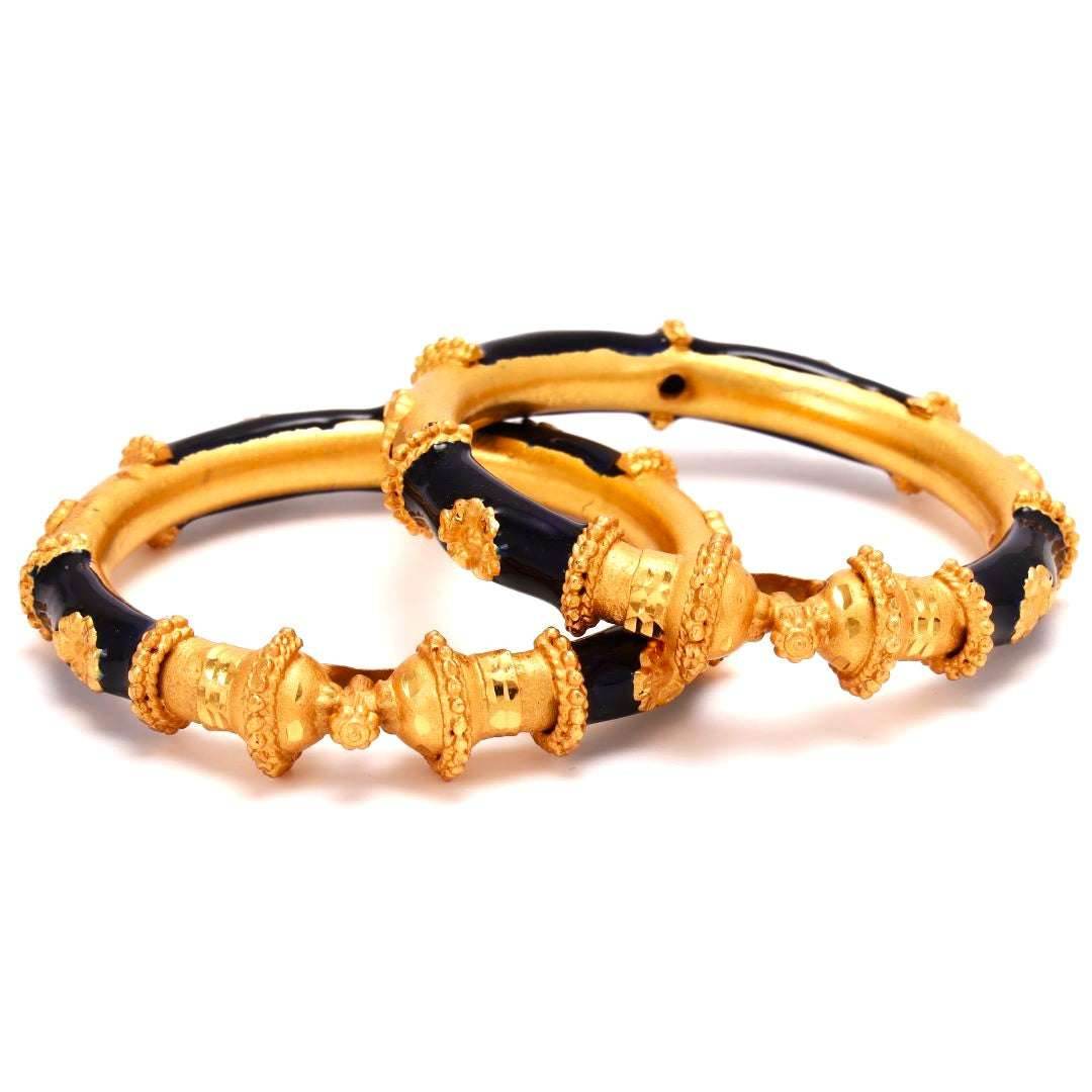 Salankara Creation Navy Blue Minakari Manipuri Bangles - Salankara Creation