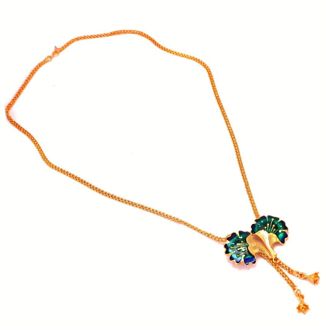 Salankara Creation Fixed Locket Minakari Tie Chain with Earrings Pair - Salankara Creation