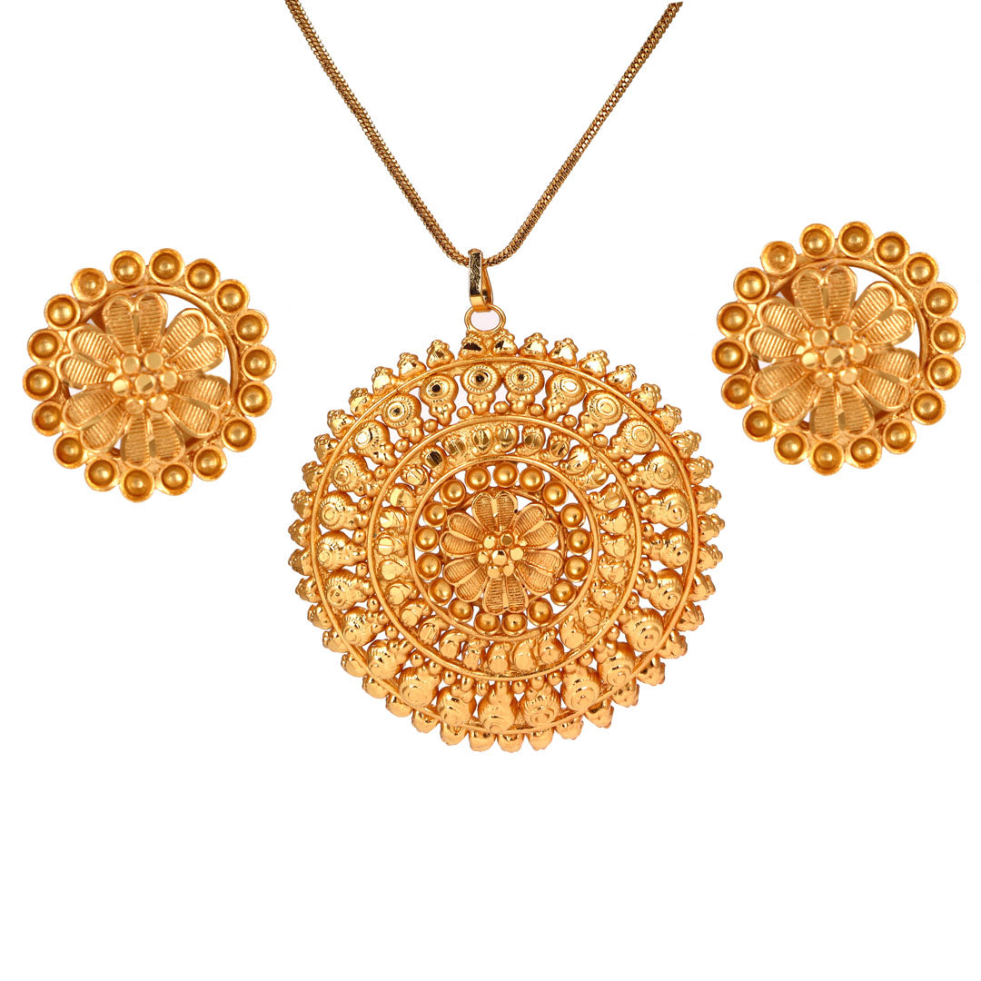 Buy online Rose Gold Plated Pink Ruby Studded Circle Pendant Locket Set  With Earrings And Chain from Sets for Women by Saraf Rs Jewellery for ₹1199  at 67% off | 2024 Limeroad.com