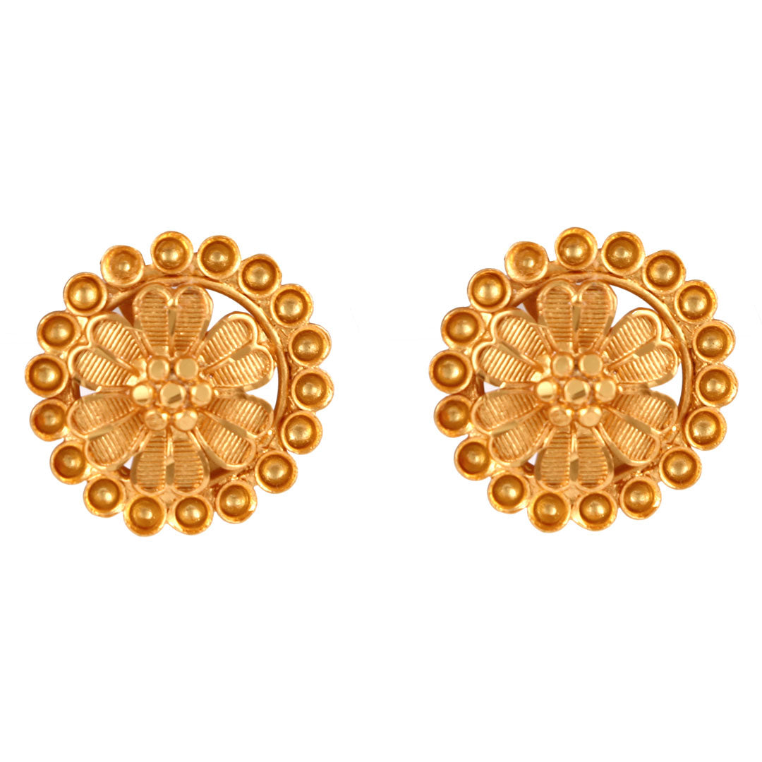 Buy 22k Yellow Gold Stud Earrings , Handmade Yellow Gold Earrings for  Women, Vintage Antique Design Indian Gold Earrings Jewelry, Gold Stud Gift  Online in India - Etsy
