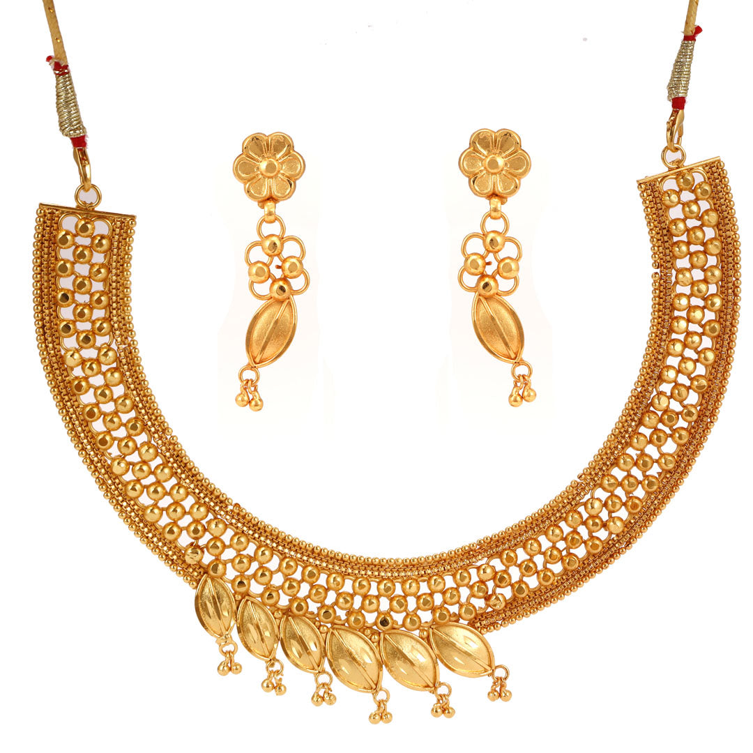 Salankara Creation Hansuli Necklace with Slim Earrings Pair