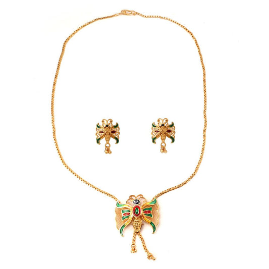 Salankara Creation Butterfly Tie Chain with Earrings Pair