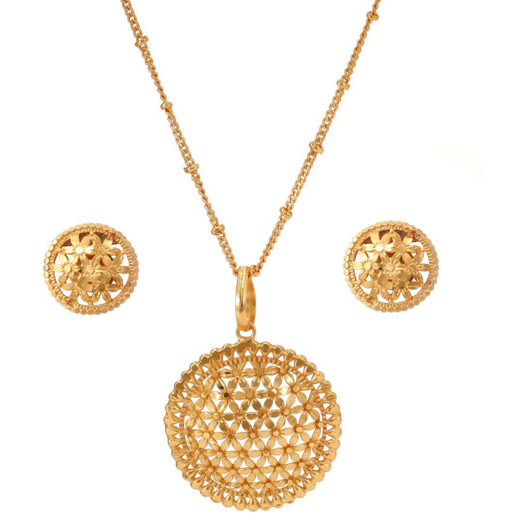 Salankara Creation Designer Round Locket with small Earrings Pair - Salankara Creation