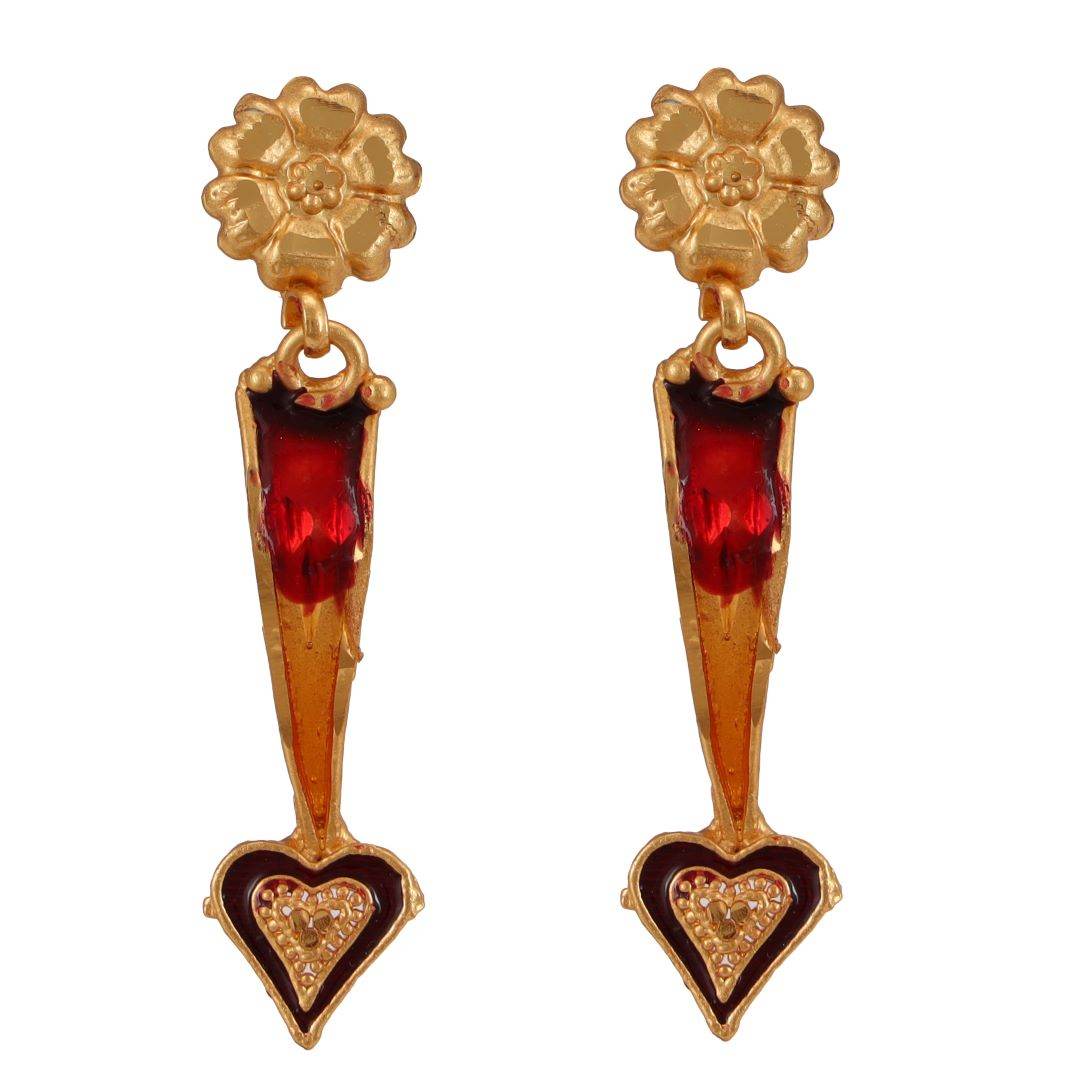 Salankara Creation Green Heart Agni Minakari Necklace with Matching Earrings - Salankara Creation