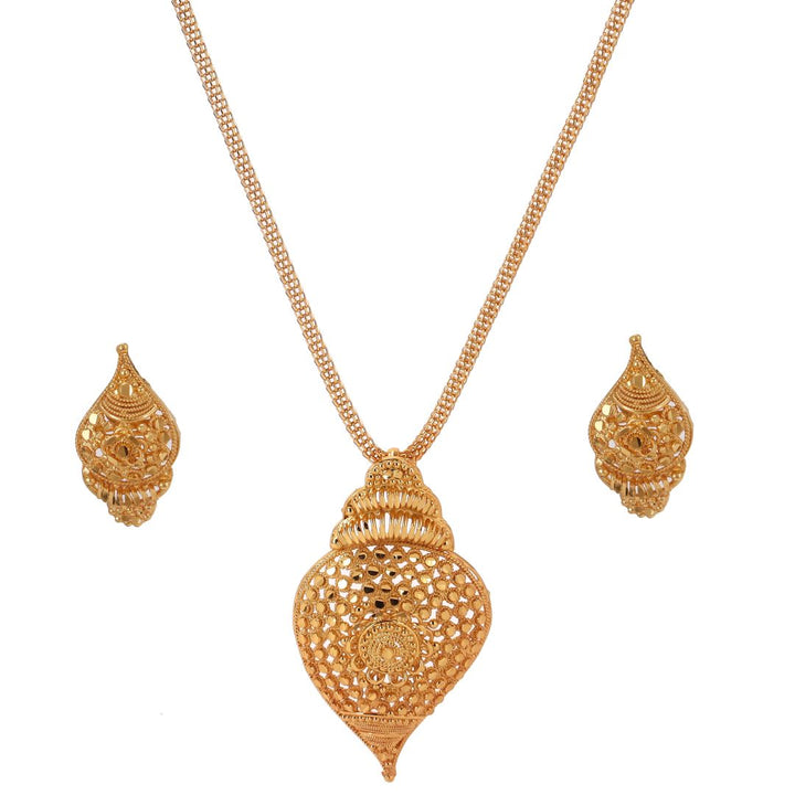 Salankara Creation Handmade Sankha-cutting Pendant with Earrings Set