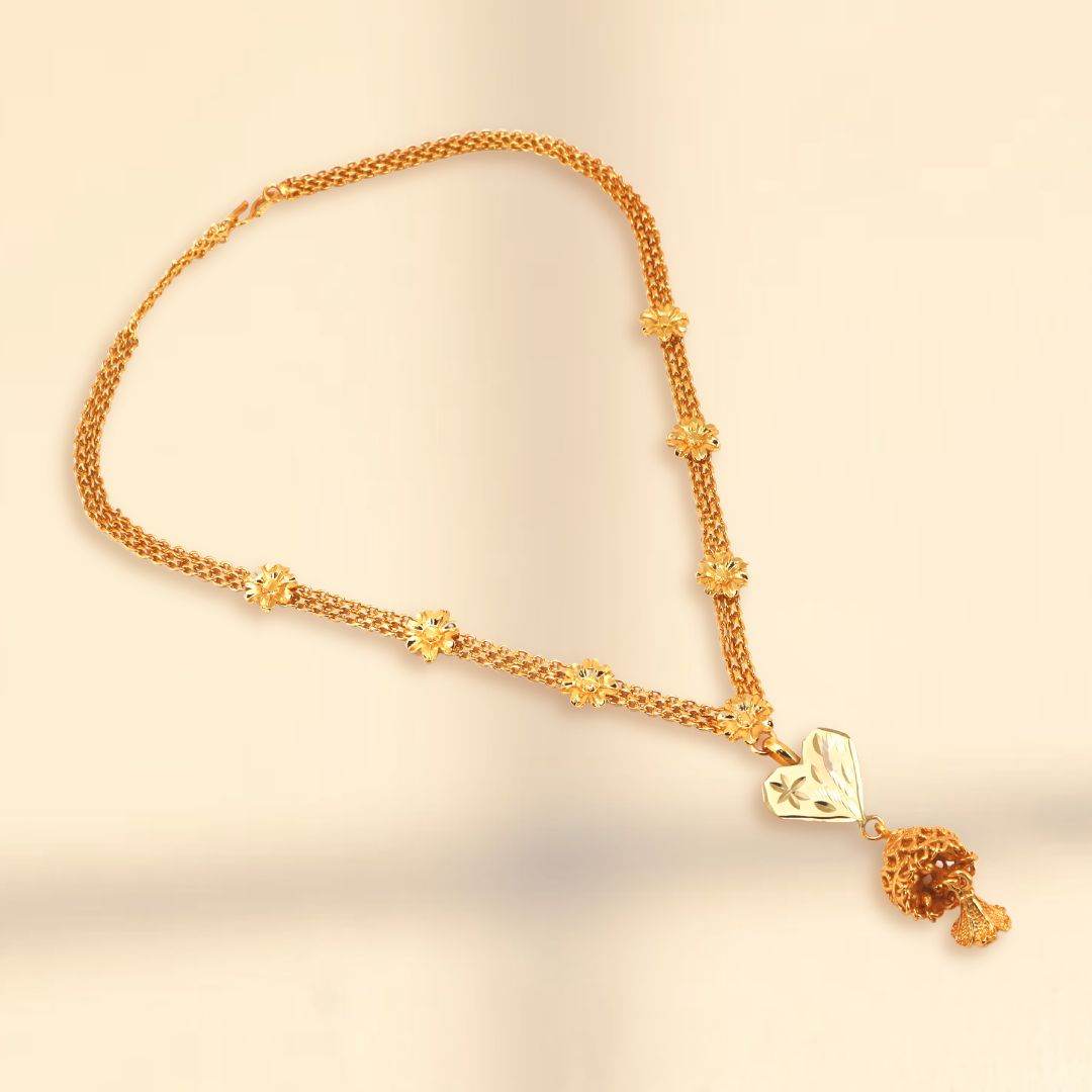 Salankara Creation Heart Shaped Jhumka Setting Short Length Mala Har with Jhumka Pair - Salankara Creation