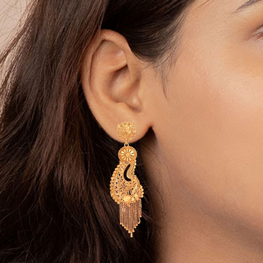 Salankara Creation Jhalor Fitted Designer Earrings Pair - Long Height