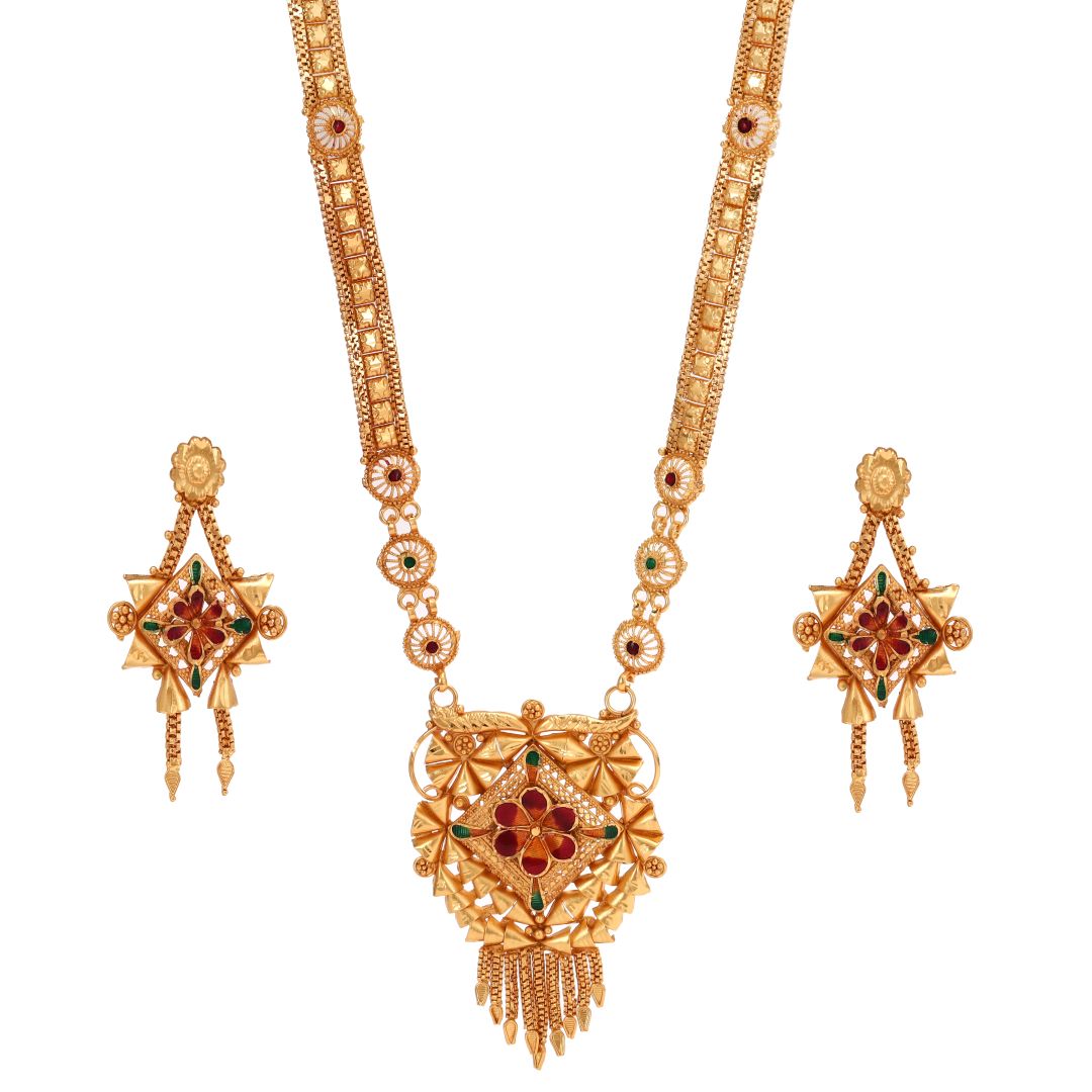 Salankara Creation Minakari Barfi Bell Set Rani Har/Sita Har