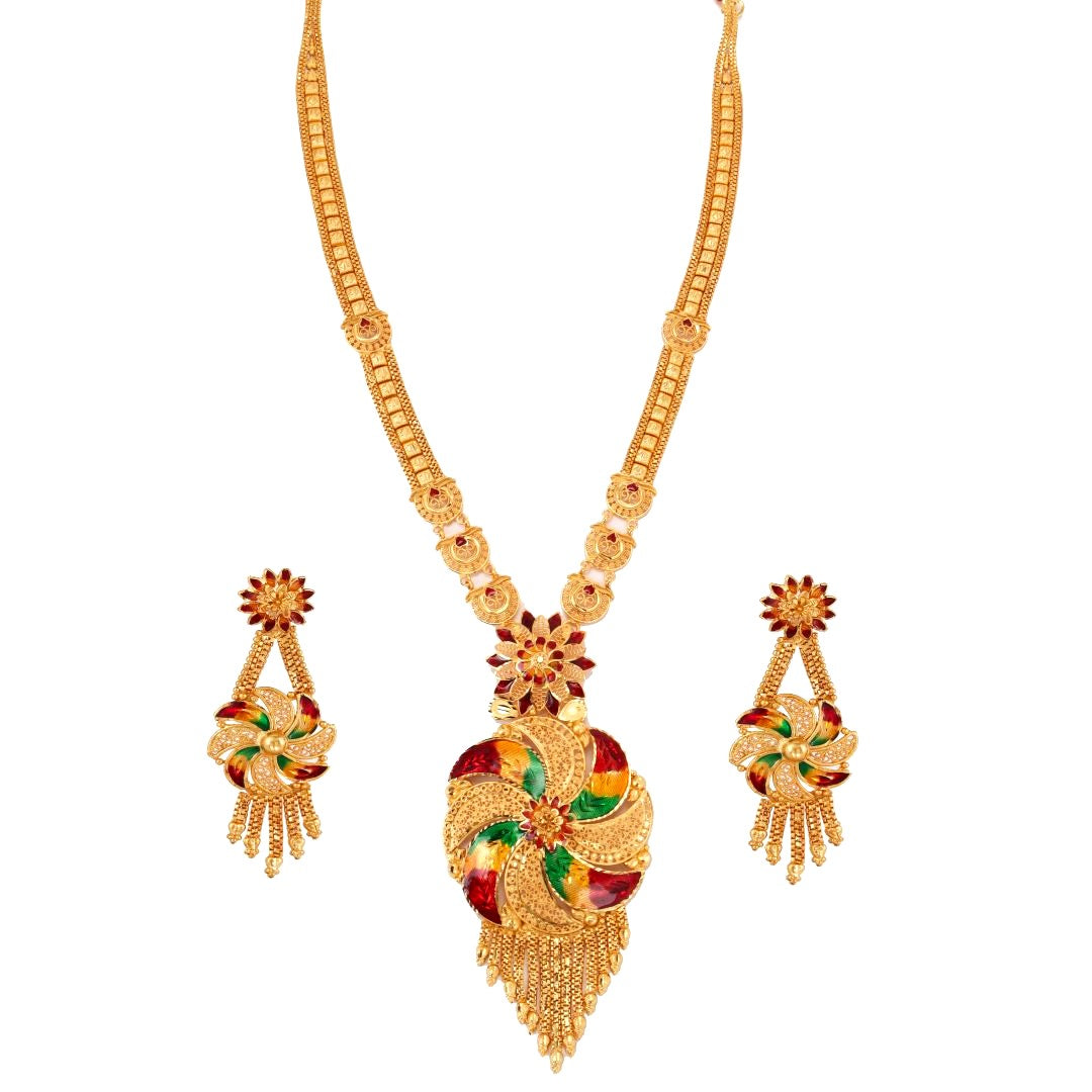 Salankara Creation Minakari Bell Set Sitahar/Rani Har with Earrings