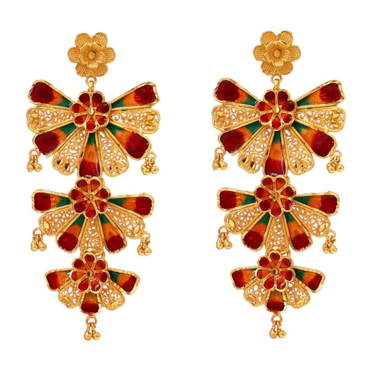 Salankara Creation Minakari Grand Earrings Pair - Extra Large Size