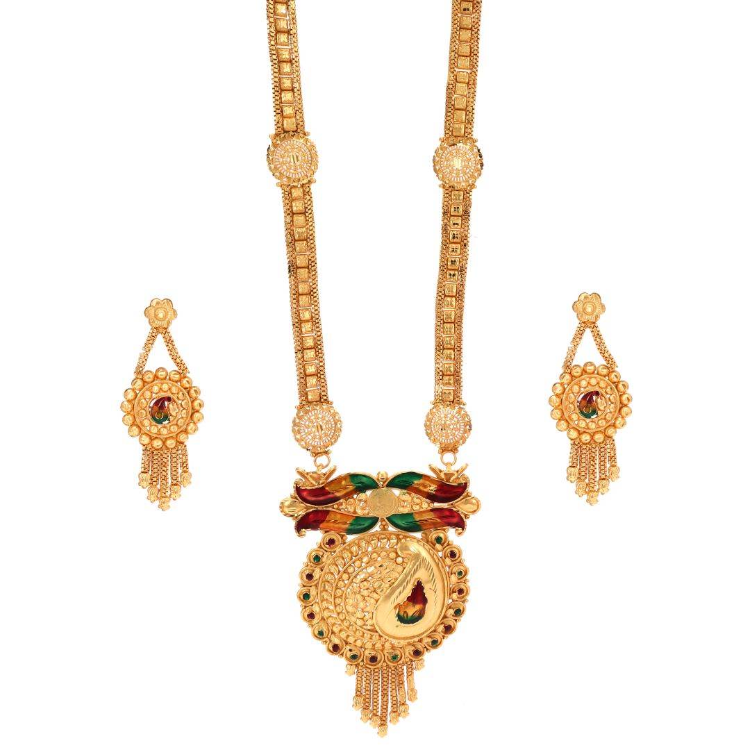 Salankara Creation Minakari Kalka Bell Set/Rani Har/Sita Har with Earrings Set - Salankara Creation