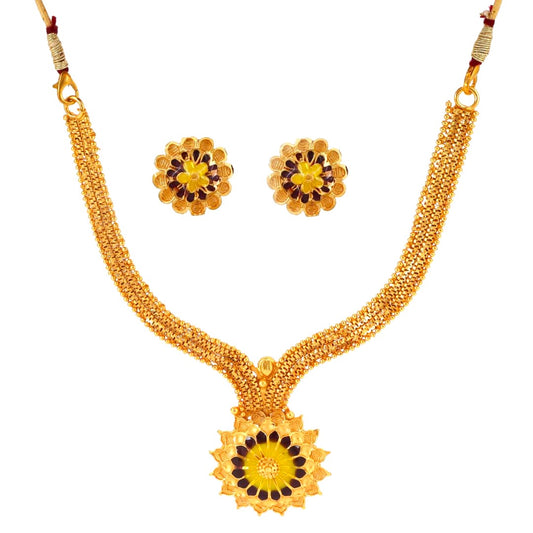 Salankara Creation Minakari Locket Fitting Hansuli/ Necklace with Small Earring/ Tops Pair