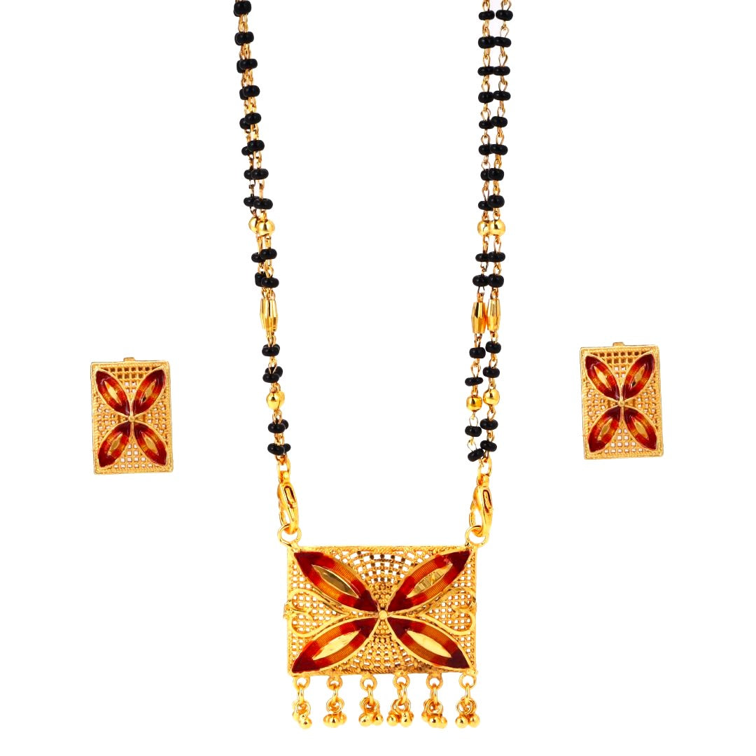 Salankara Creation Minakari Mangalsutra Locket with Earrings Pair