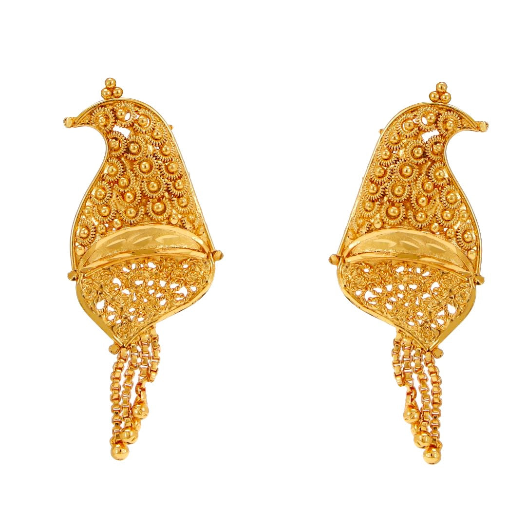Salankara Creation Peacock Wing Long Locket with Earrings Set