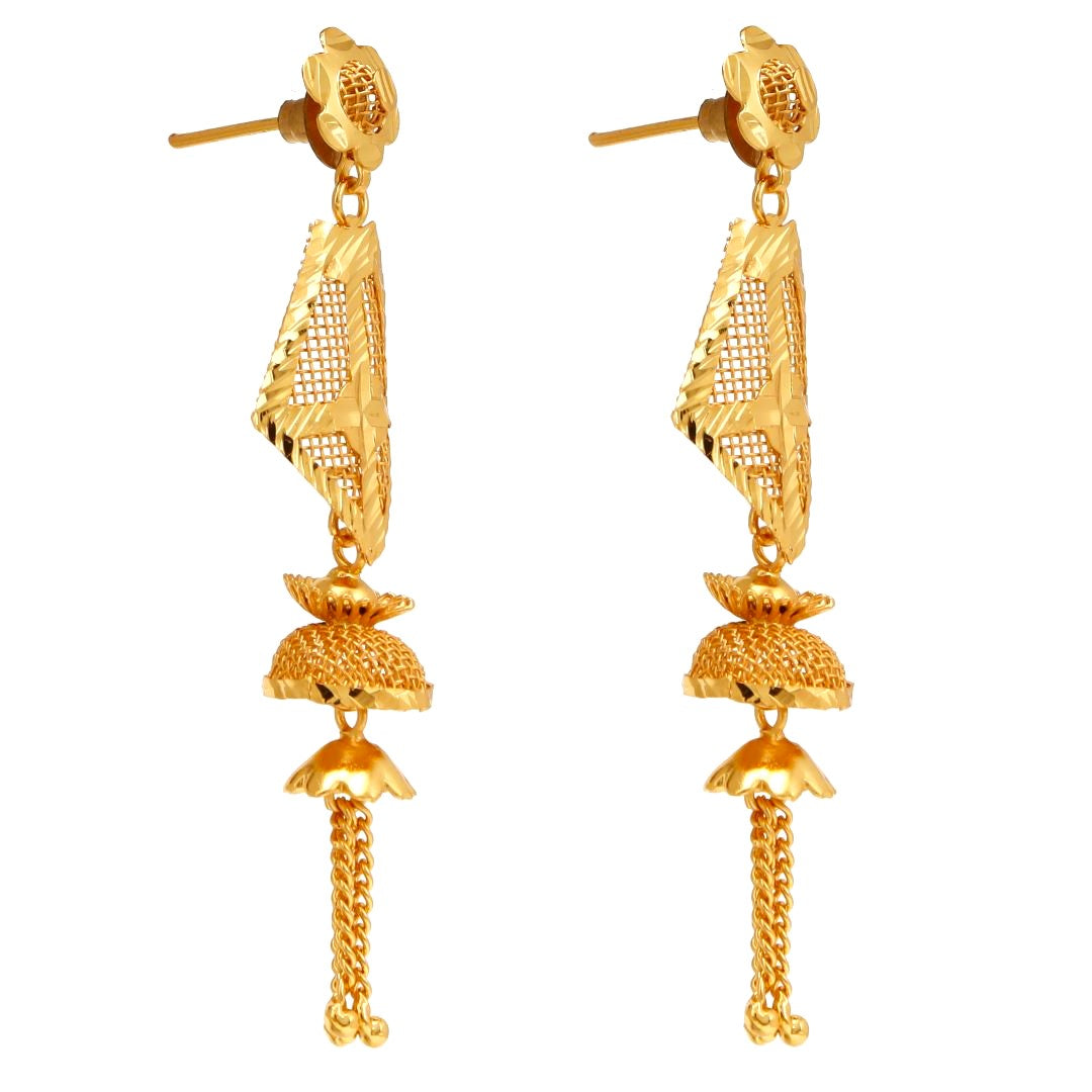 Peacock Blush Antique Gold Jhumka Earrings