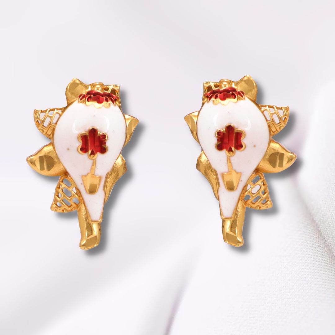 Salankara Creation Sankha Minakari Tie Chain with Earrings Pair - Salankara Creation