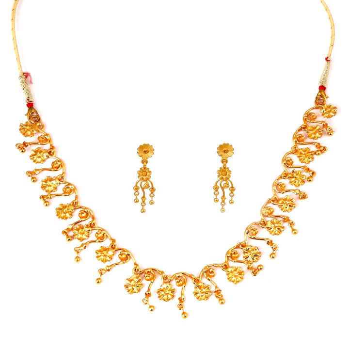 Salankara Creation Unique design flower necklace with earrings set